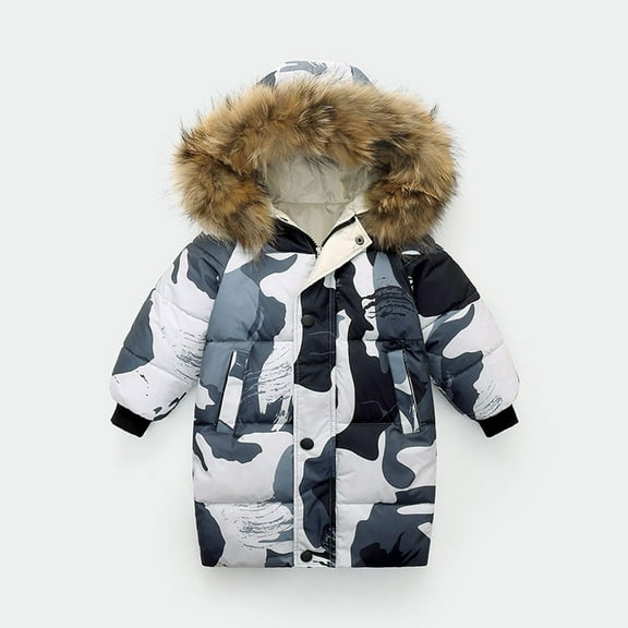 ATOGUTA Boys' Reversible Lightweight Puffer Jacket Thick Warm Kids Down Coat Winter Hooded Long Boys Girls Down Jackets Outerwear Children Clothing Gray, Size 1T-10