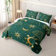thumbnail image 3 of Manfei Vintage Sun Moon Stars Bed Spread Queen,Boho Astrology Theme Queen Coverlet Set,Green,Black Reversible,3pcs,1 Quilt and 2 Pillowcases, 3 of 7
