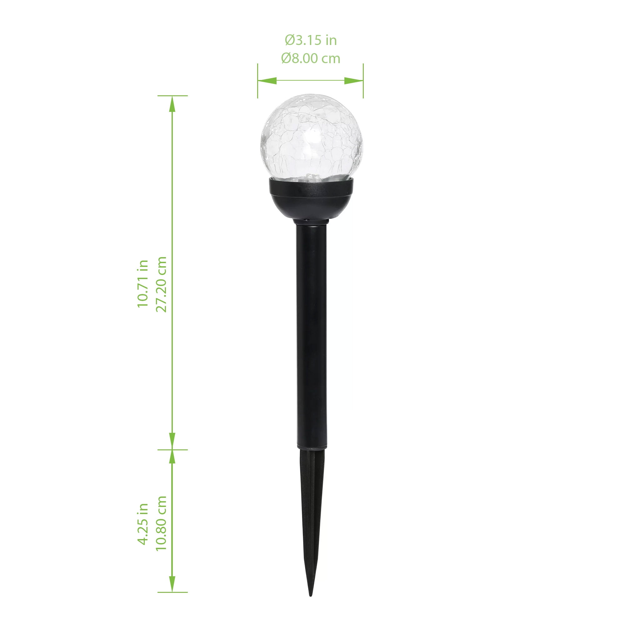 Mainstays Solar Powered Black LED Landscape Crackle Glass Ball Path Light, 3 Lumens