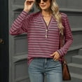 thumbnail image 6 of Drses Womens Long Sleeve Striped Shirts V Neck Button Up Sweater Casual Loose Basic Tops Trendy Fall Clothes, 6 of 8