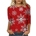 thumbnail image 2 of Holiday Gifts! Titcea Christmas Shirts for Women 3/4 Sleeve Crewneck Cute Christmas Print Pullover Sweaters 2024 Loose Comfort Casual Tops, 2 of 5