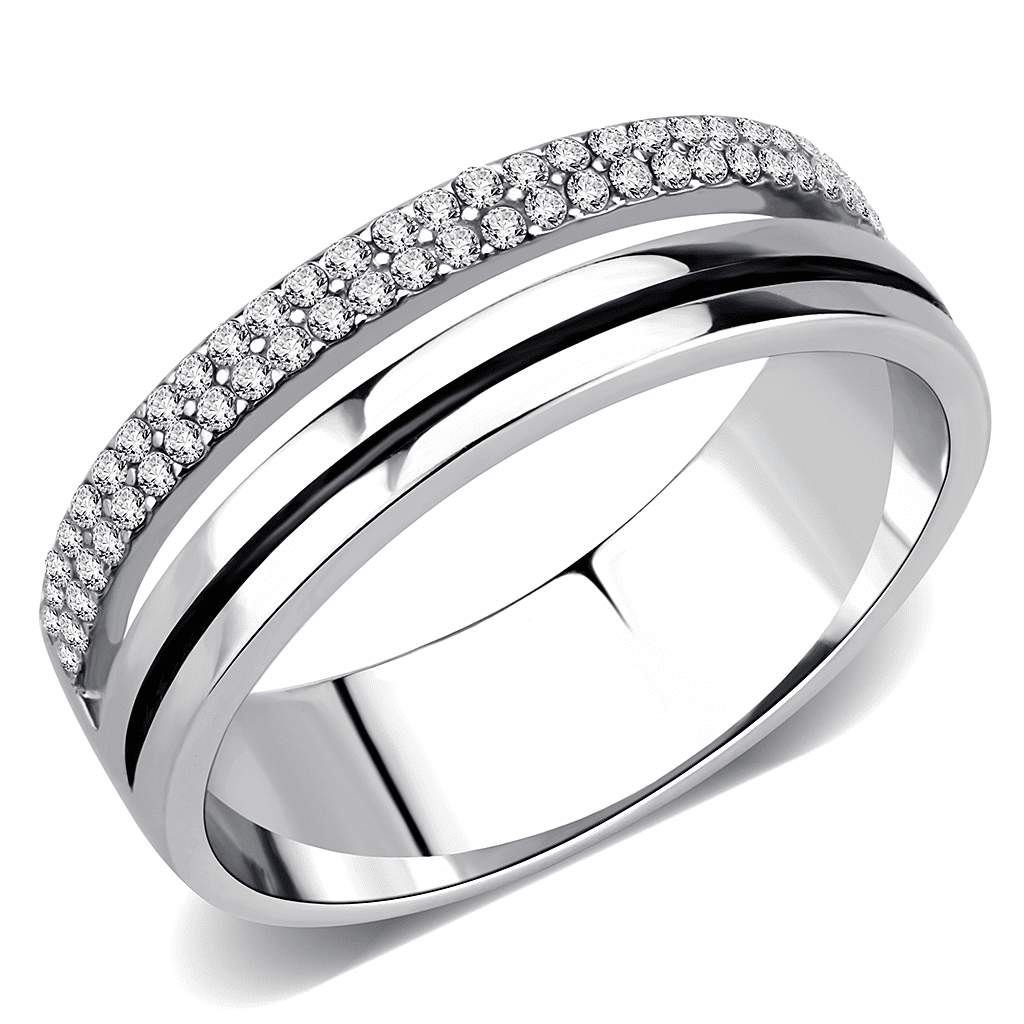 Men's Stainless Steel Clear Cubic Zirconia Ring