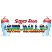 SNO-BALLS SUGAR FREE BANNER SIGN snowcones water ice italian ice cold