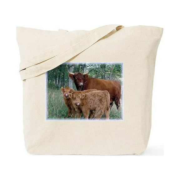 CafePress - Two Highland Calves With Mama Cow Tote Bag - Unisex Canvas Tote Bag, Beige, 1-Piece