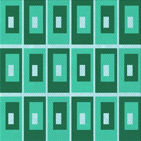 Ahgly Company Machine Washable Indoor Square Transitional Turquoise Green Area Rugs, 4' Square