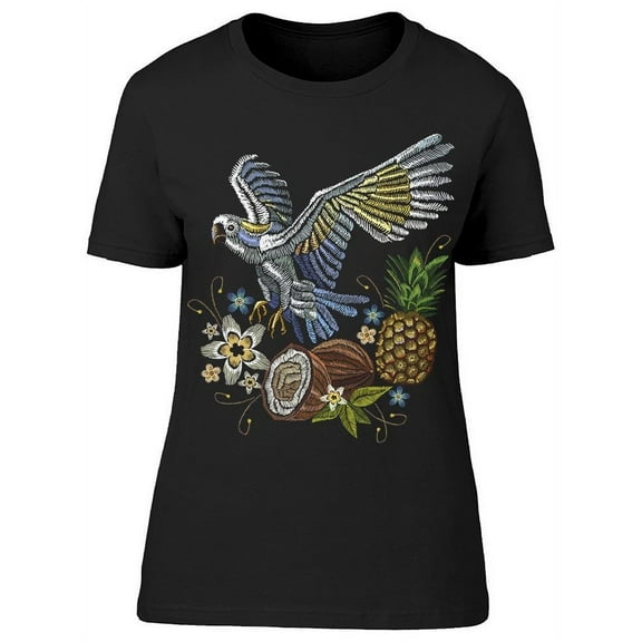 Embroidery Parrot Furits T-Shirt Women -Image by Shutterstock, Female Large