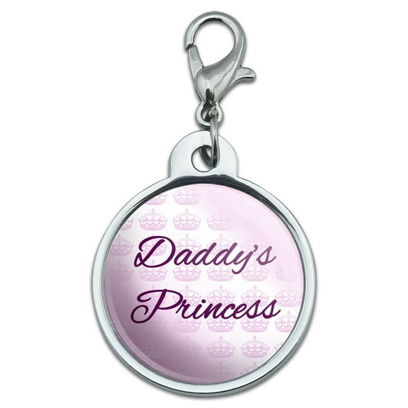 Daddy's Princess with Pink Crowns Small Metal ID Pet Dog Tag