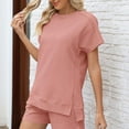 thumbnail image 3 of Mittory T Shirts for Women Side Slit Crewneck Short Sleeve Casual Summer Tops Lightweight Loose High Low Blouse, 3 of 6