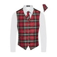 thumbnail image 2 of Men's Premium Plaid Vest - NeckTie - Bow Tie - Pocket Square 4 Piece Set for Suits & Tuxedos-Many Colors, 2 of 4