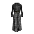 thumbnail image 5 of qucoqpe Plaid Maxi Dress for Women Fashion Vintage Lapel Long Sleeve Boho Dresses Loose Casual Buttons Belt Long Dress, 5 of 7