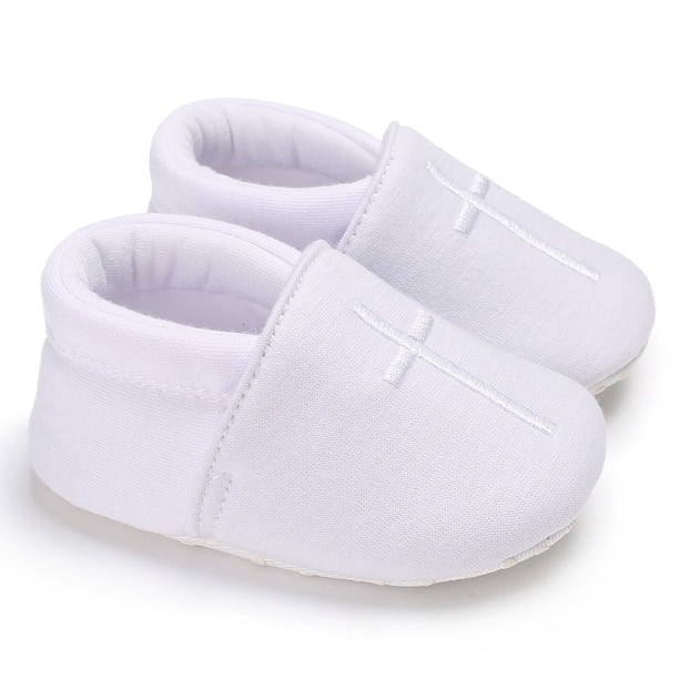 Newborn Baby Shoes Comfortable Breathable Cross Embroidered Baptism Shoes Boy and Girl Non Slip Cloth Soled First Walking Shoes