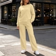 thumbnail image 2 of Tqcoqu Women's Solid 2 Piece Sweatsuit,Crew Neck Long Sleeve Sweatshirt & Elastic Waist Wide Leg Sweatpants,Thick Casual Loungewear Outfit Set,Yellow Women's S-XXXL, 2 of 9