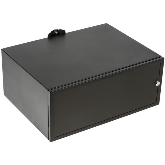 Displays2go AV Front Mounting Cabinet in Black, Compatible with LPGP TV Series, Locking, Steel, Plexiglass – Black (LPGPFRSHLF)