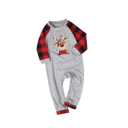

Sanfanil Matching Family Pajamas Sets Christmas Plaid Cute Pattern Printed Long Sleeve Tee And Bottom Loungewear (Baby)