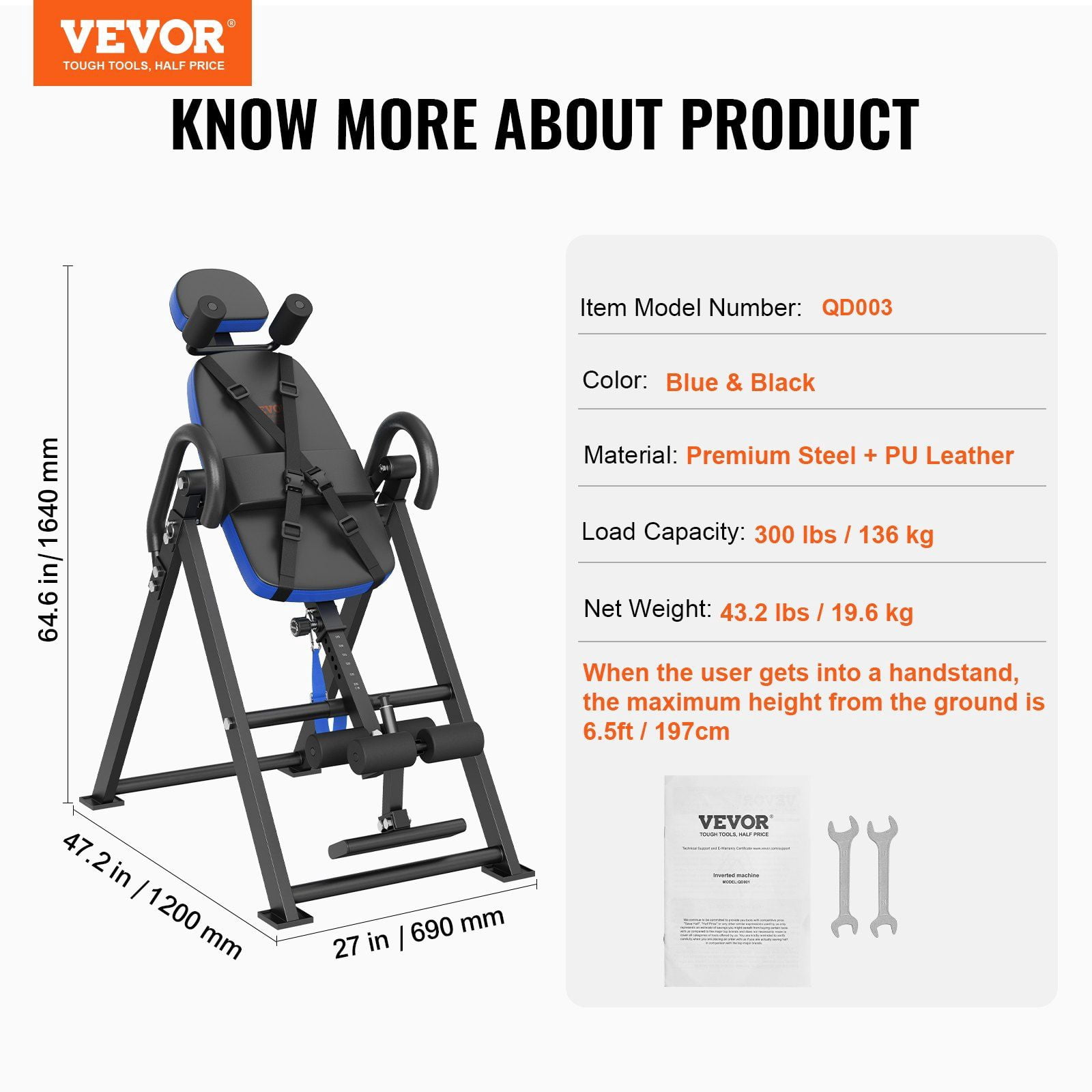 Adjustable Inversion Therapy Table - Foldable Hang Exercise Bench for Core Strength & Stretching