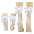 thumbnail image 1 of Faithtur Femmes Filles Chaussettes Résille, Bas de Mode Bas de Bas de Mode en Maille de Genou avec Noeud en Satin, 1 of 6