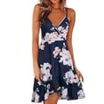 thumbnail image 1 of Vestido casual de verano con volantes, estilo italiano, ajustable, con escote en V y estampado floral para mujer, 1 of 6