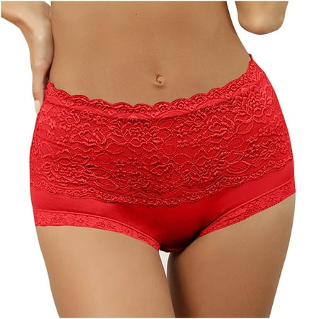 Jgppe Women s Cotton Panties High Waist Floral Lace Patchwork Breathable Boyshorts Underwear Full Coverage Briefs
