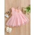 thumbnail image 3 of GXFC Toddler Girls Summer  Bow Front Princess Dress Kids Girls Sleeveless One Shoulder A-Line Lace Dress Casual One Piece Dress for Beach Party 6M-3T, 3 of 8