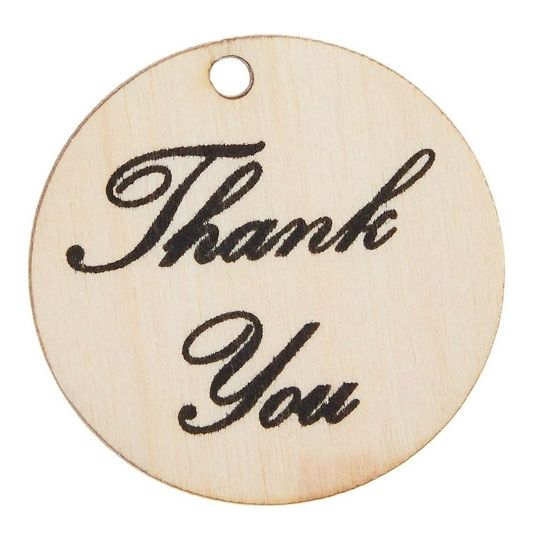 Juvale 100-Pack Thank You Wood Tags with Twine for Wedding and Baby Shower Themed Party Favors, 1.5 Inches