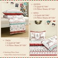 thumbnail image 2 of Exclusivo Mezcla Christmas Quilt King Size, Rust Red Striped Bedspreads Reversible Coverlets Bedding Set with Printed Flowers Reindeer Pattern (1 Quilt, 2 Pillow Shams), 2 of 6