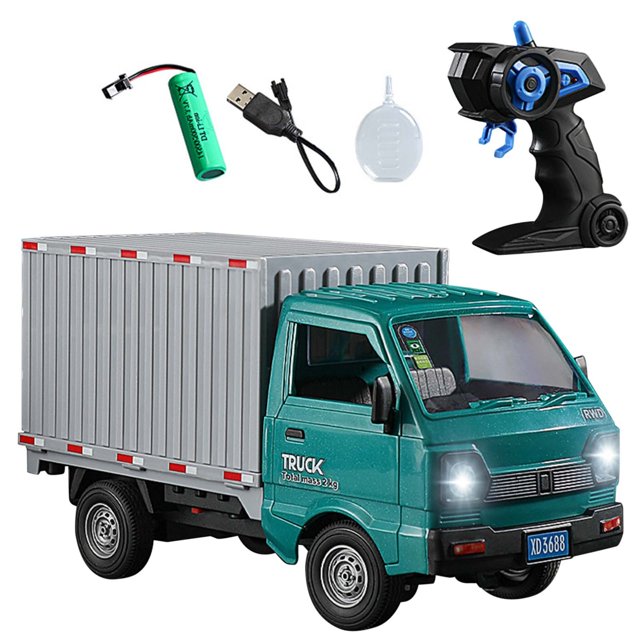 QIPOPIQ Remote Control Car, 1:16 Scale RC Transport Pickup Truck with Spray and Light, 2.4GHz All Terrain RC Cars for Kids and Adults Christmas or Birthday Gift