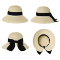 thumbnail image 6 of Comhats Womens Floppy Summer Sun Beach Straw Hats Accessories Wide Brim UPF 50 Crushable 56-58cm Beige, 6 of 13