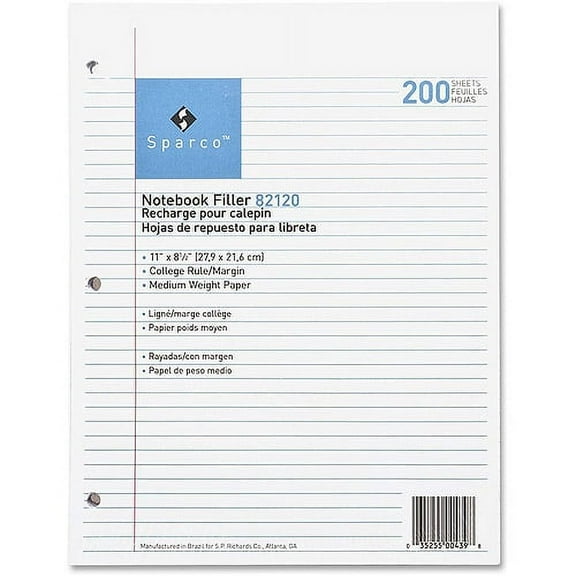 Sparco Notebook Filler Paper