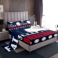 thumbnail image 1 of Baseball Sheets Full Size Bed Set Sports Bedding Sets for Boys Girls Baseball Bed Sheets Baseball Ball Games Sheet Set Baseball Room Decor Fitted Sheet for Boys Teen Flat Sheet 4 Pcs Navy Blue White, 1 of 6