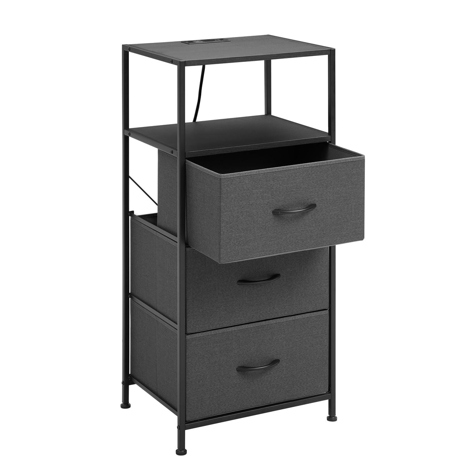 Mainstays 3 Drawer Fabric Nightstand with USB