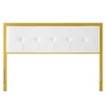 thumbnail image 4 of Tufted Headboard, Queen Size, Velvet, Metal Steel, Gold White, Modern Contemporary Urban Design, Bedroom Master Guest Suite, 4 of 6