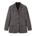 thumbnail image 2 of IUYRTFE Women Lapel Collar Solid Color Button Down Jacket with Pockets for Fall Winter Casual Daily Wear, 2 of 6