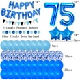 thumbnail image 2 of Succris 75TH Blue Theme for 75 Years Old Birthday Party Supplies Blue Happy Birthday Banner Blue Circle Dots Garland Paper Hanging Triangle Flag Banner Confetti balloons Number 75 Blue, 2 of 6