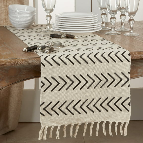 Saro Lifestyle Chevron Design Table Runner Natural