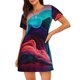 thumbnail image 1 of Easygdp Colorful Surreal Landscape Camisón de manga corta para mujer, informal, estampado, 1 of 6