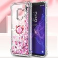 thumbnail image 2 of Nagebee Case for Samsung Galaxy S9 with Screen Protector (3D Curved Full Coverage), Glitter Sparkle Liquid Floating Diamond Bling [Ring Holder & Wrist Strap] Women Cute Case (Rose Gold), 2 of 6