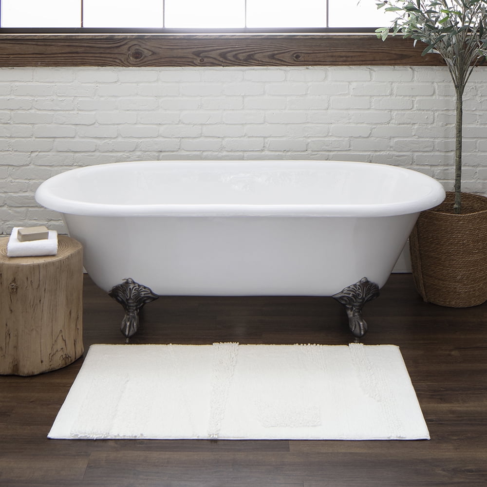 Mohawk Home Plush Cotton Fade/Stain Resistant Non-slip Machine Washable Bath Mat, Artic White, 2' 3" x 3' 9"