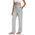 thumbnail image 4 of EA'S SECRET Wide Leg Pajama Pants for Women Bamboo High Waist Sweatpants Casual Lounge Yoga Pants Sleep Bottoms(Light Gray,L), 4 of 8