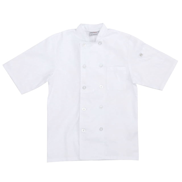 Chef Works Volnay Manteau de Chef de Base à Manches Courtes, Blanc