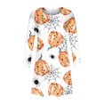 thumbnail image 4 of New Dresses Fall,Brilliant Womens Dresses Clearance Women's Round Neck Printed Halloween Knee Length Dress LooseLong Sleeves Mini Dress, 4 of 5