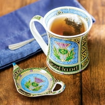 Royal Tara Pack of 2: Scotland Mug (325ml/11fl oz) & Scottish Teabag Holder Thistle Design - Gift Boxed