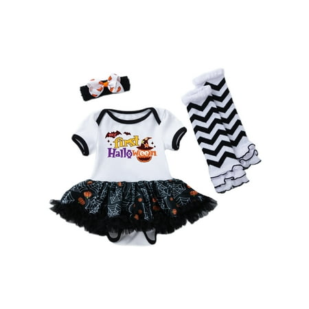 

Cindysus Baby Loose Pumpkin Printed Dress+Socks+Headband Infant Casual Romper Outfits Letter Print Holiday Short Sleeve Swing Dresses Set Black 73
