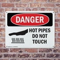 thumbnail image 4 of (2 Pack) Hot Pipes Do Not Touch OSHA Danger Sign 10 Inch X 7 Inch Indoor / Outdoor Rust-Free Aluminum Metal Signs for Workplace, Workshop, and Construction Site, Made in the USA, 4 of 8