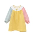 thumbnail image 1 of XQYLOS Robe Patchwork Brodée pour Filles à Manches Longues, Rayée, en Mélange de Coton, Printemps Été, Décontractée, Robe de Jeu, Design Saisonnier Tricolore, 1 of 9