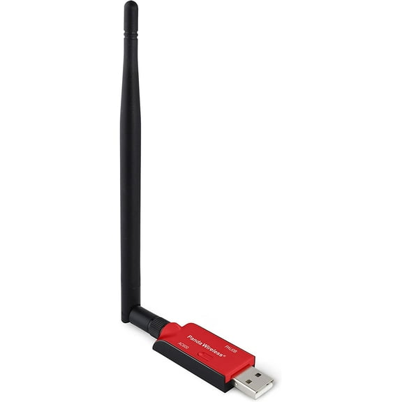 Panda Wireless® PAU0B AC600 Dual Band (2.4GHz and 5GHz) Wireless N USB Adapter W/ High Gain Antenna - Windows XP/Vista/7/8/8.1/10/11, Mint, Ubuntu, openSUSE, Fedora, Centos, Kali Linux and Raspbian