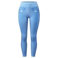 thumbnail image 3 of Uqiangy Booty Lifting Leggings For Women Prints Yoga Pants Yoga Pants Palazzo Pants For Women Dressy High Waist Pants Women Tummy Control Threaded Tight Yoga Pants Blue L, 3 of 8