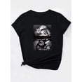 thumbnail image 4 of Camiseta deportiva cómoda de manga corta con cuello redondo y estampado de figuras para mujer, ideal para el tiempo libre., 4 of 7