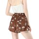 thumbnail image 5 of Pantalones cortos de verano de playa con cintura alta con lazo elástico estampado para mujer marrón S Unique Bargains Pantalones, 5 of 6