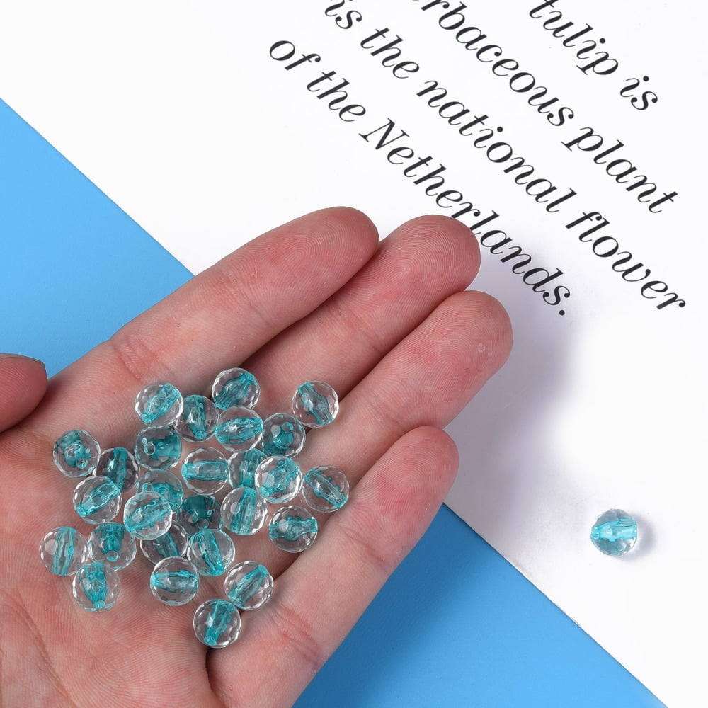 500gs Transparent Acrylic Beads Round Faceted Mixed color 8mm Hole: 1.6mm about 1810pcs/500g