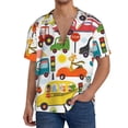 thumbnail image 3 of Wukai Transports with Animals Men's Casual Short-Sleeve Button Down Shirt - Lightweight Summer Dress Shirt for Daily Wear-Small, 3 of 7